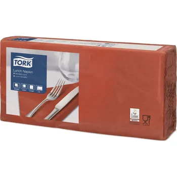Papírový ubrousek Ubrousky papírové Tork 2vrstvy, 33x33cm, obědový, cihlově červená