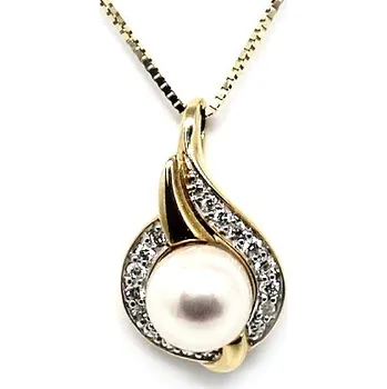 Přívěsek Perlová souprava ze žlutého zlata a diamanty