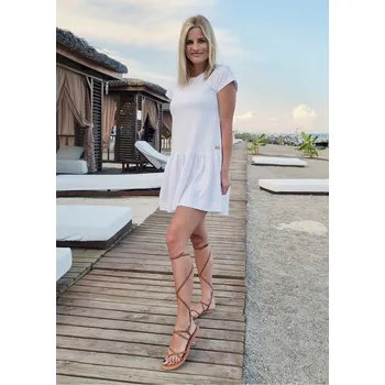 Dámské šaty šaty M.ASCH-Be original Summer Ruffle - White L/XL