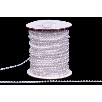 Dětské navlékací korálky Půlperly na šnůře vel.3mm bílé (50m/bal.)