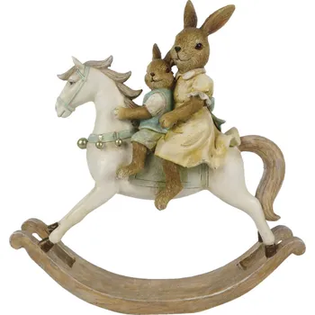 Velikonoční dekorace Velikonoční dekorace králíčků na houpacím koníkovi - 19*5*20 cm