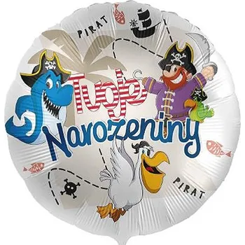 Balónek Amscan Balónek fóliový český nápis Tvoje Narozeniny Pirát 43 cm