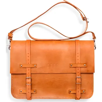 Eggo Frazer large velká kožená brašna přes rameno Oranžová