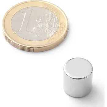 Dekorativní magnet SOLLAU Neodymový magnet válec D&nbsp;10x10 mm, Neodym, N42, poniklovaný