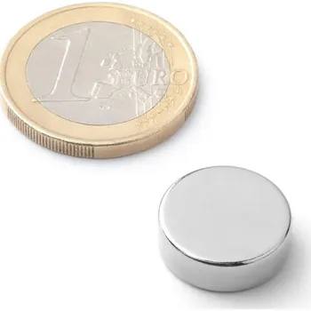 Dekorativní magnet SOLLAU Neodymový magnet válec D&nbsp;15x5 mm, Neodym, N38, poniklovaný