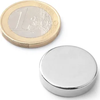 Dekorativní magnet SOLLAU Neodymový magnet válec D&nbsp;21x5 mm, Neodym, N40, poniklovaný