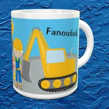 Hrnek se jménem Stavitel stavební technika - Modrá / Keramický 0,29 l