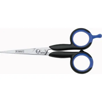 Kadeřnické nůžky Kadeřnické nůžky rovné-plast.rukojeť (černé/modré); Kretzer Solingen FINNY