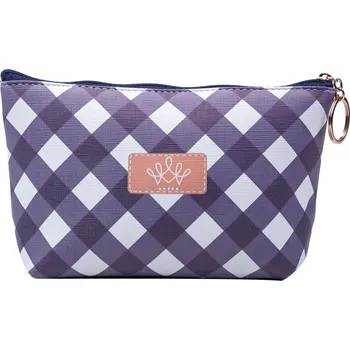 Kosmetická taška Bílo šedá kostkovaná toaletní taška - 21*12 cm