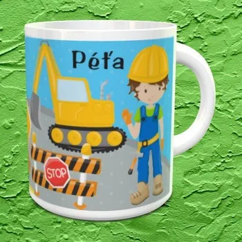 Hrnek se jménem Stavitel - Růžová / Keramický 0,29 l