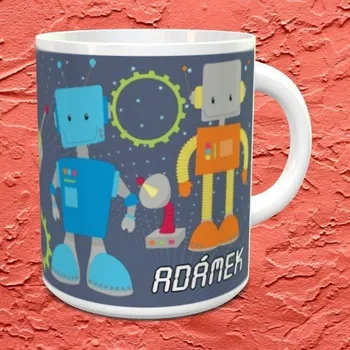 Hrnek se jménem Roboti - Modrá / Keramický 0,29 l