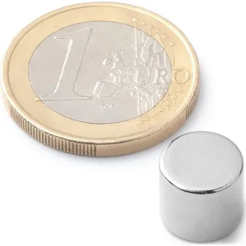 Dekorativní magnet SOLLAU Neodymový magnet válec D&nbsp;10x9 mm, Neodym, N38, poniklovaný