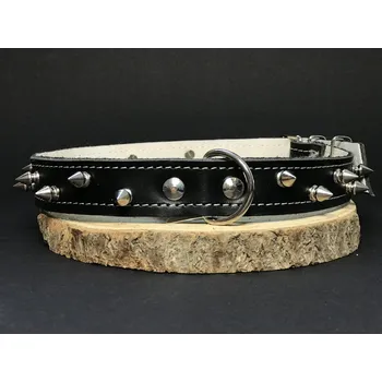Obojek pro psa Palkar obojek z kůže hlazenice pro psy zdobený hroty 60 cm x 24 mm černý (Palkar obojek z kůže hlazenice pro psy zdobený hroty 60 cm x 24 mm černý)