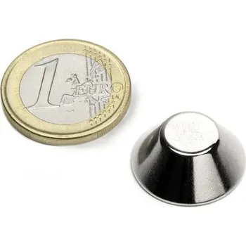 Dekorativní magnet SOLLAU Neodymový magnet kónický D&nbsp;20/10&nbsp;mm, H&nbsp;8&nbsp;mm, Neodym, N38, poniklovaný