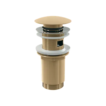 špunt do vany a umyvadla ALCADRAIN Výpust umyvadlová CLICK/CLACK 5/4" celokovová s přepadem velká zátka, GOLD-lesk (A392-G-P)