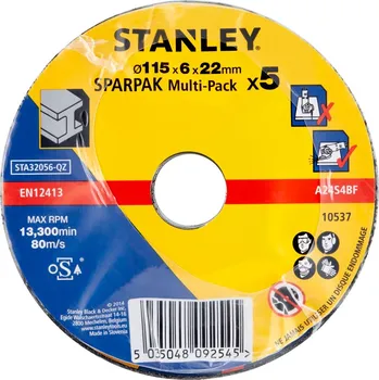 Brusný kotouč Brusné kotouče vypouklé na kov 115 x 6 x 22,2 mm (5 ks) STANLEY STA32056