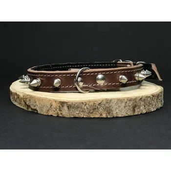 Obojek pro psa Palkar obojek z kůže hlazenice pro psy zdobený hroty 45 cm x 18 mm hnědý (Palkar obojek z kůže hlazenice pro psy zdobený hroty 45 cm x 18 mm hnědý)