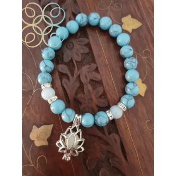 Náramek Náramek z kamenů s lotosem svítící ve tmě - více barev - Tyrkysová
