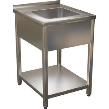 Nerezový dřez Dřez nerez KSVIP s lisovanou vanou a policí - hloubka 700mm Délka x hloubka: 500x700mm