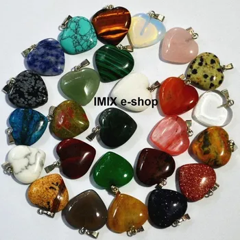 Přívěsek Broušený kámen ve tvaru srdce s řetízkem - Bílá