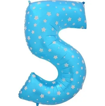 Balónek Fóliový balónek číslo 5 - modrý, 66 cm