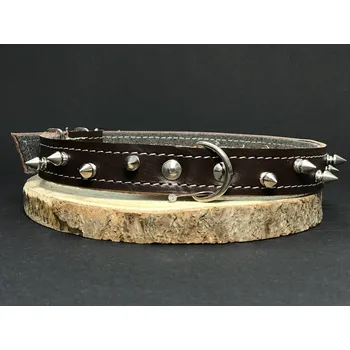 Obojek pro psa Palkar obojek z kůže hlazenice pro psy zdobený hroty 55 cm x 22 mm hnědý (Palkar obojek z kůže hlazenice pro psy zdobený hroty 55 cm x 22 mm hnědý)