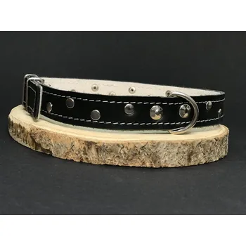 Obojek pro psa Palkar zdobený obojek z kůže hlazenice pro psy 55 cm x 22 mm černý (Palkar zdobený obojek z kůže hlazenice pro psy 55 cm x 22 mm černý)