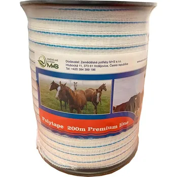 Ohradník Modro-bílá ohradníková páska Premium line M+S 20 mm/200 m odpor 0,21 Ohm/m