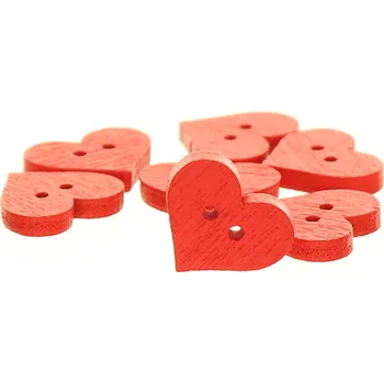 Knoflík Dřevěný knoflík srdce červený S