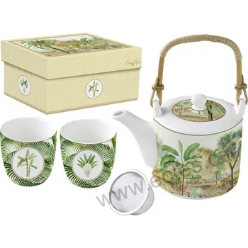 Konvice na čaj Easy Life CEYLON konvice a kelímky exotická příroda s palmami 600ml + 2x160ml