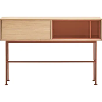 Toaletní stolek Cihlově červený dubový toaletní stolek Teulat Yoko 120 x 35 cm