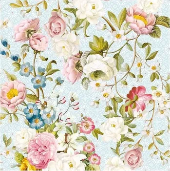 Papírový ubrousek Easy Life, Itálie Easy Life - Dezertní třívrstvé ubrousky VINTAGE PNOUCÍ KVĚTY, 20 ks - 33*33 cm