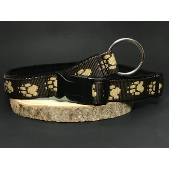 Obojek pro psa Palkar podšitý obojek z popruhu pro psy 65 cm x 25 mm hnědá s tlapkami (Palkar podšitý obojek z popruhu pro psy 65 cm x 25 mm hnědá s tlapkami)