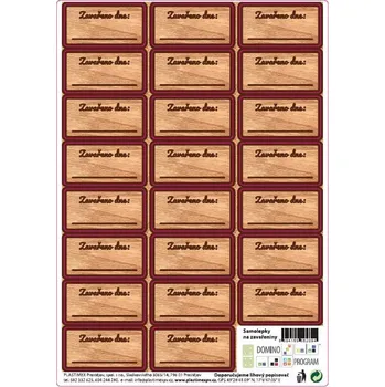 Samolepící etiketa Etikety ZAVAŘENO (23ks)-imitace Dřevo, obdélníkové samolepky