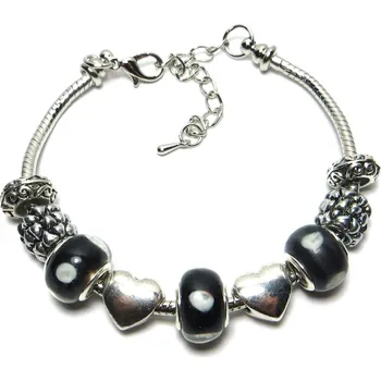 Korálek Náramek s korálky 16 Black-White TOPBEADS 18-21 cm (+ ZDARMA dárková krabička)