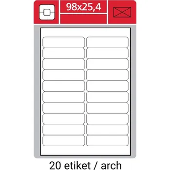 Samolepící etiketa Coveris - etikety A4 plus, 98 x 25,4 mm, 100 archů