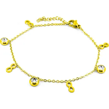 Řetízek BRUNOshop.cz Řetízek na nohu NEKONEČNO s kamínky GOLD