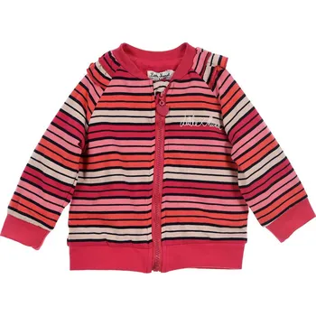 Dívčí mikina Little Marcel dívčí červená pruhovaná mikina na zip Velikost: 86, Barva: Barevná