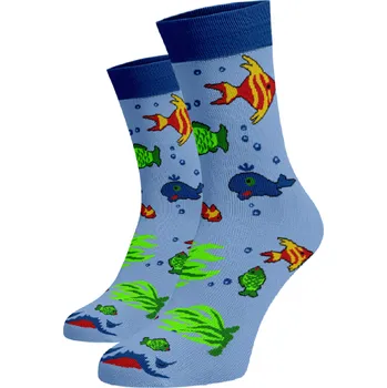 Dámské ponožky Veselé ponožky Rybičky Blankytná Bavlna 42-44