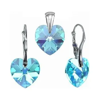 Souprava šperků Lafira stříbrná sada šperků srdce Aqua 260