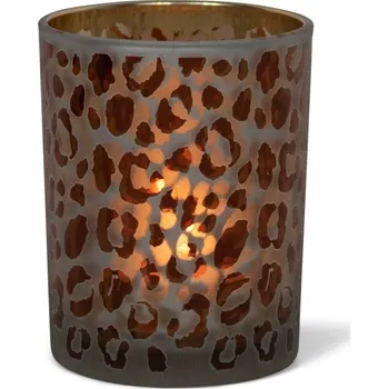 Svícen Skleněný svícen s motivem Leoparda L - 10*10*12cm