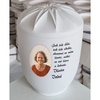 Smuteční dekorace Pohřební urna Diamant | režná | neglazovaná |víko hvězdy | fotografie a text