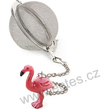Konvice na čaj ChaCult FLAMINGO nerezové sítko na čaj s přívěškem růžového plameňáka