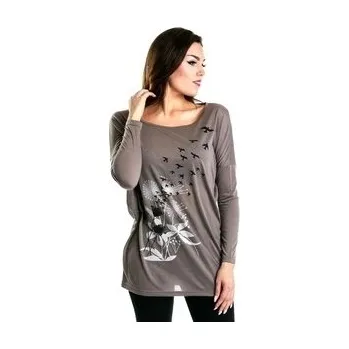 Gotický top dámský hnědý Flowers & Birds