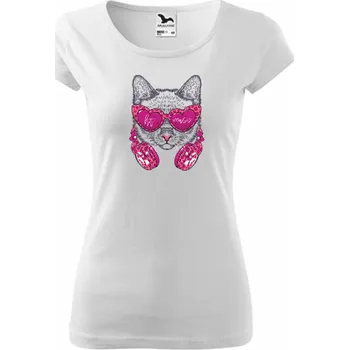 Dámské tričko ON-DESIGN Tričko dámské KOČKA Velikost: 2XL, Barva: bílá