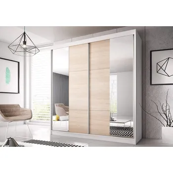 Dětská skříň Šatní skříň s posuvnými dveřmi Multi 36 - bílá / dub sonoma - 233 cm