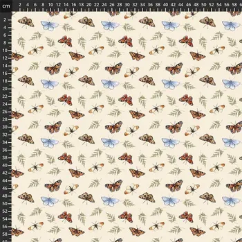 US 999-793 Louka a les Motýli vícebarevná bavlněná látka patchwork