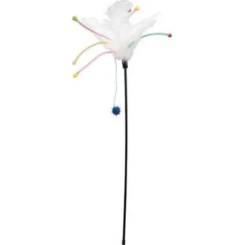 Hračka pro kočku TRIXIE Škádlítko s peřím a provázky ukončené kuličkami 41 cm