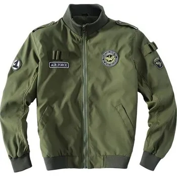 Pánský zimní kabát Pánská vojenská / army bunda na zip s nášivky - ZELENÁ XL Barva: Zelená, Velikost: XL