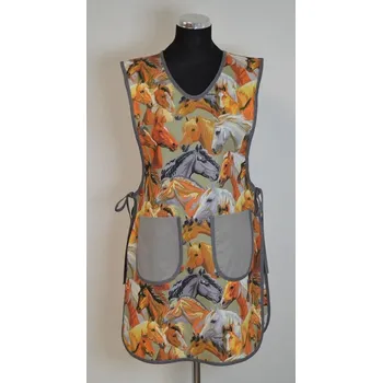 Kuchyňská zástěra Šatoli.cz Dámská bavlněná zástěra klokanka Koníci